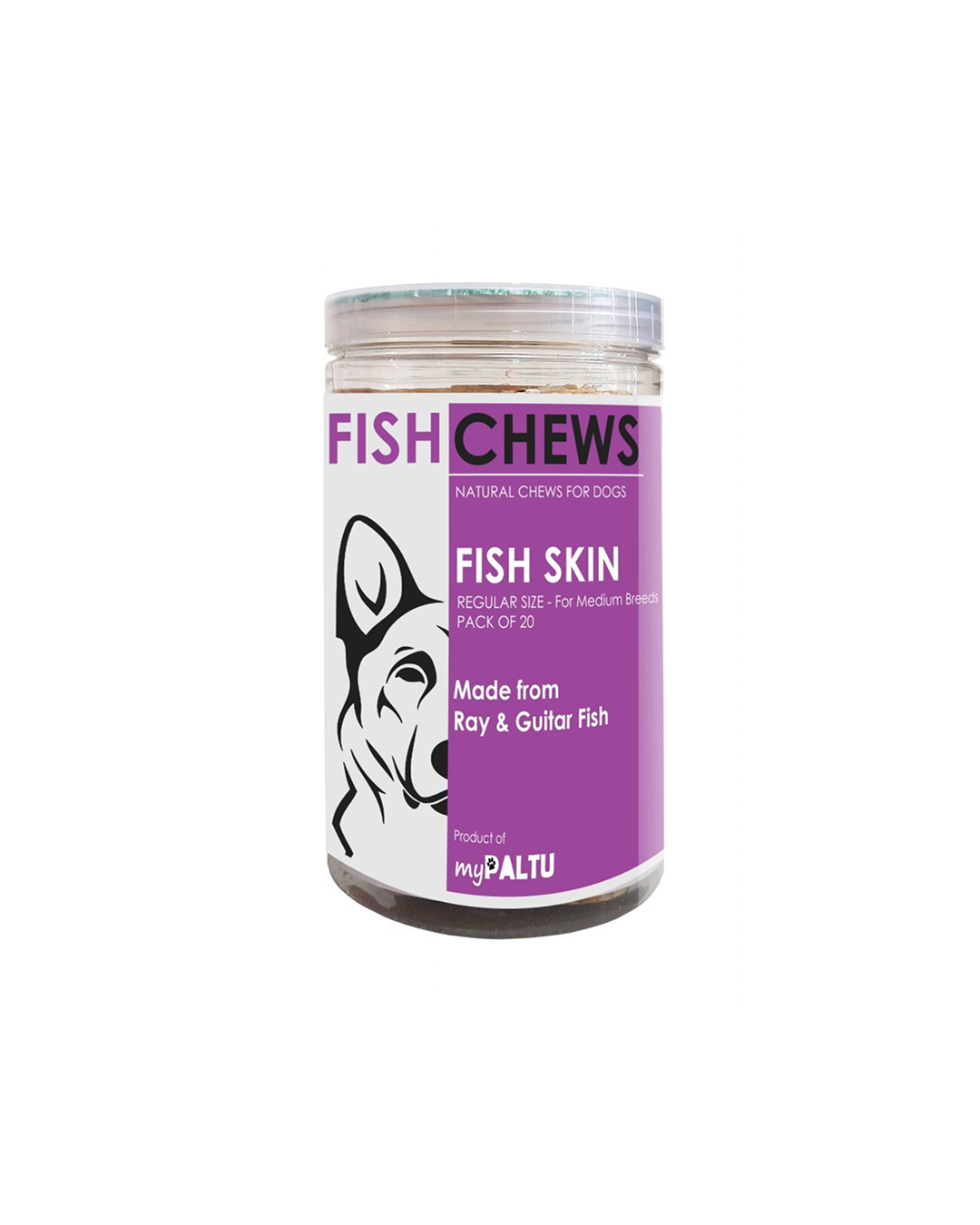 myPALTU Fish Skin Chew. Fish chews for dogs Regular size (pack of 20)